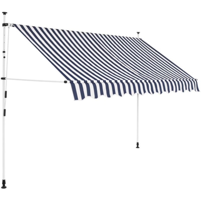 Tenda da Sole Retrattile Manuale 300 cm a Strisce Blu e Bianche