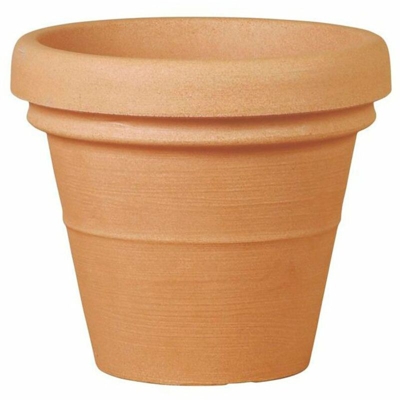 Vaso tondo Doppio Bordo Classic per fiori e piante da giardino. -DIAM 30 x H 25 cm / Anticato