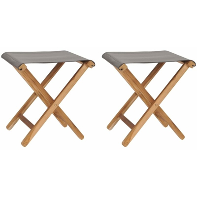 YOUTHUP Sedie Pieghevoli 2 pz in Legno di Teak e Tessuto Grigio Scuro - Grigio