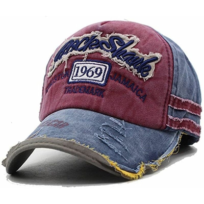 Distressed Baseball Cap Outdoor Snapback Baseball Cap Wine Red - Langray