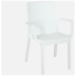 Sedia Poltrona Indiana In Simil Rattan Per Esterno Interno Set 2 Pezzi Bianco características