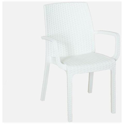 Sedia Poltrona Indiana In Simil Rattan Per Esterno Interno Set 2 Pezzi Bianco