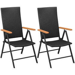 Asupermall - Sedie da Giardino Impilabili 2 pz in Polyrattan Nere características