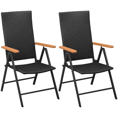 Asupermall - Sedie da Giardino Impilabili 2 pz in Polyrattan Nere