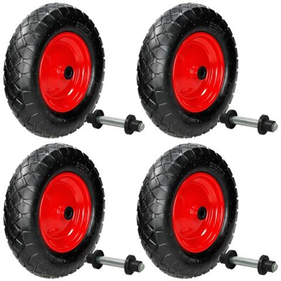 4x Ruota Di Ricambio Gomma Per Carriola Pneumatica 4.80/4.00-8 200 Kg Con Asse
