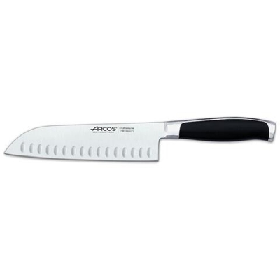 Serie Kyoto - Coltello Santoku Coltello Giapponese - Acciaio Inossidabile Forgiato Nitrum 185 Mm - Manico Polioxymetilene (pom) Colore Nero