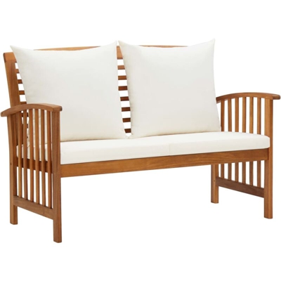 Panca da Giardino con Cuscini 119 cm in Massello Acacia - Marrone - Vidaxl