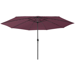 Ombrellone da Esterni con LED e Palo Metallo 300 cm Rosso Bordò - Rosso - Vidaxl en oferta