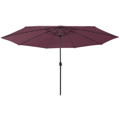 Ombrellone da Esterni con LED e Palo Metallo 300 cm Rosso Bordò - Rosso - Vidaxl