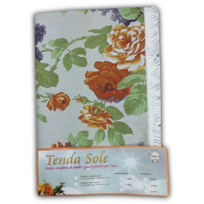 TENDA SOLE DA ESTERNO GIARDINO BALCONE FIORE BIANCO CONFEZIONATA Cm. 140x350