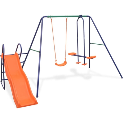 Asupermall - Set Altalene con Scivolo e 3 Sedili Arancione
