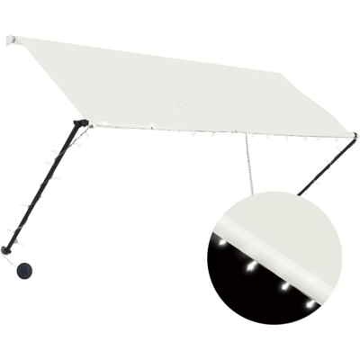 Tenda da Sole Retrattile con LED 250x150 cm Crema - crema - Vidaxl