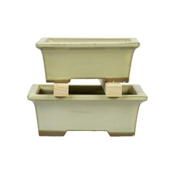 Vasi per bonsai Giapponesi Morrisan rettangolari in gres smaltato bianco (Set da n.2 pezzi) - B05-2 características