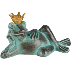 Principe Ranocchio Deco da Giardino, Resistente alle Intemperie, con Corona, in Ghisa, Formato S, Verde en oferta