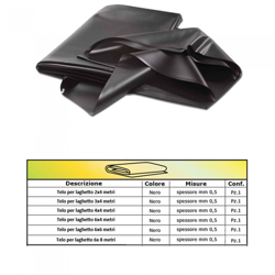 Telo per laghetto nero in pvc metri 5,00 x 6,00 mt precio