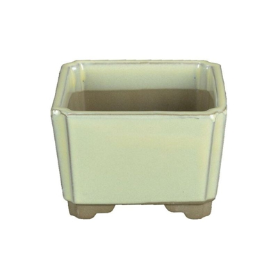 Vaso per bonsai Giapponese Morrisan quadrato in gres smaltato bianco 9x9x5,5 cm - B03-3-2C