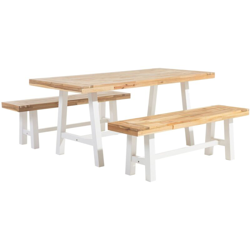 Set di tavolo e panchine da giardino in legno bianco marrone SCANIA en oferta