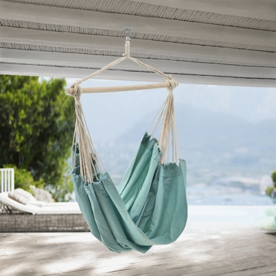Casa.pro - Sedia Amaca Sospesa Girevole a 360° Poltrona Appendibile per Interno / Esterno 180 x 125 cm Carico max.150 kg - Blu Ardesia