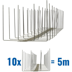 Pestsystems - 5 metri Dissuasori di picchi anti-piccione V2A-Titan con base di acciaio inossidabile - 4-striscia di Picchi antipiccione la soluzione en oferta