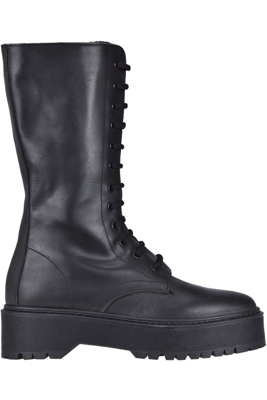 Leather combat boots