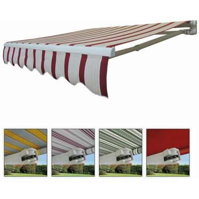 San Giorgio - Tende da Sole a Bracci Barra Quadra con Catena Balcone Avvolgibile Alluminio - Colore: Rosso Ferrara - Dimensioni: 3 x 2 m