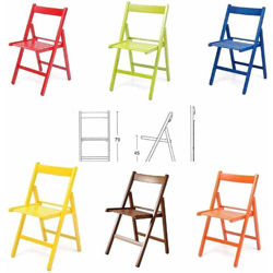 Set 6 sedie richiudibili in legno rosso,verde,marrone,giallo,blu,arancione en oferta