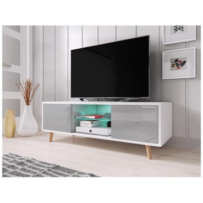 Mobile Tv Cindi Scandinavo E Minimalista Con Illuminazione A Led. Colore Bianco / grigio.