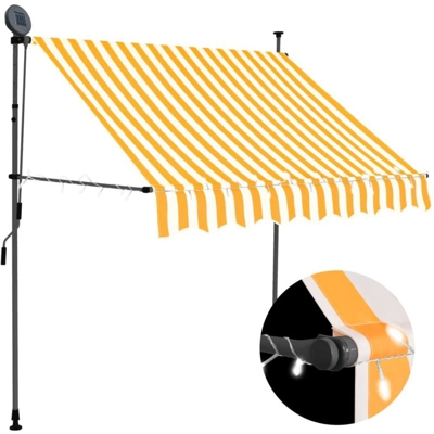 Tenda da Sole Retrattile Manuale con LED 150 cm Bianco e Arancione - Multicolore - Vidaxl