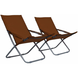 Sedie da Spiaggia Pieghevoli 2 pz in Tessuto Marrone - Marrone - Vidaxl en oferta