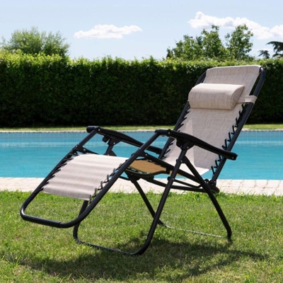 Gran Relax Rio Sedia Sdraio Ecru In Texilene E Ferro