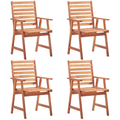 Sedie da Pranzo da Esterni 4 pz in Legno Massello di Acacia