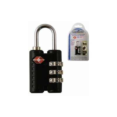 Lucchetto Mylock Tsa 3 Cifre Nero 301 - Sodifer