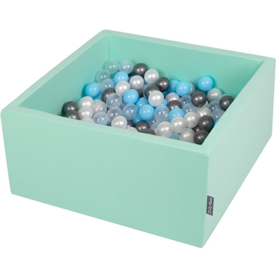 90X40cm/300 Palline ? 7CM Quadrato Piscina Di Palline Colorate Per Bambini Fabbricato In EU, Menta: Trasparente/Argento/Perla/Azzurro - menta: