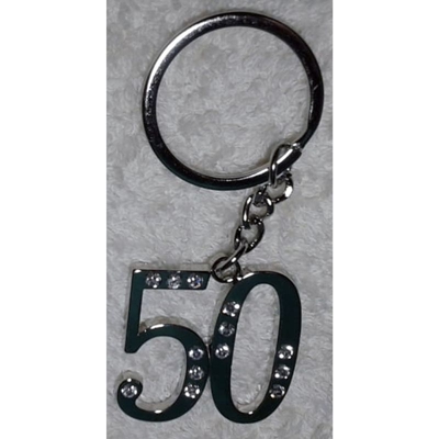 Tradeshop - 12 PORTACHIAVI PORTA CHIAVE CON NUMERO 50 BOMBONIERE CONFETTI PER COMPLEANNO