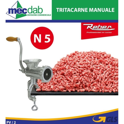 Tritacarne manuale Reber 8680N n.5 piastra foro 4,5mm