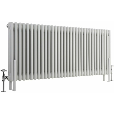 Hudson Reed Regent Radiatore Termoarredo di Design Orizzontale In Stile Ghisa - Termosifone Con Finitura Bianca - 3 x 33 Colonne - 2412W - 600 x 1505
