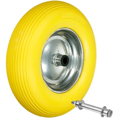 Ecd Germany - Ruota carriola in gomma piena PU modello vespa antiforo 4.80/4.00-8 390 con asse