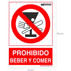 Poster proibito da bere e mangiare 30x21 cm. características