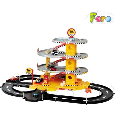 Garage 4 Livelli Parcheggio Pista AGIP + 2 Veicoli Incluso Faro Toys Bambini