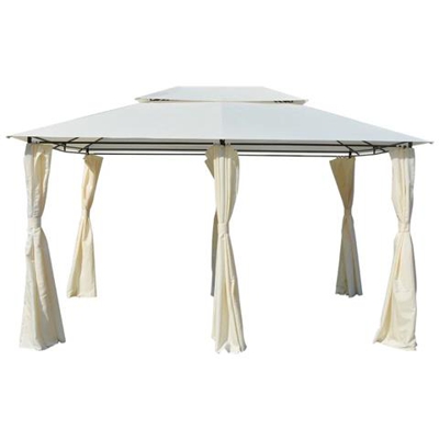 Gazebo Da Giardino Con Tende 4x3 M Bianco