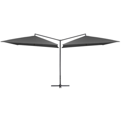 vidaXL Ombrellone Doppio con Palo in Acciaio 250x250 cm Antracite - Antracite en oferta