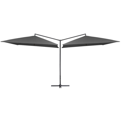 vidaXL Ombrellone Doppio con Palo in Acciaio 250x250 cm Antracite - Antracite