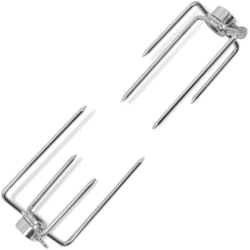 Barbecue forche per spiedo 2 pezzi in acciaio - Argento - Vidaxl precio