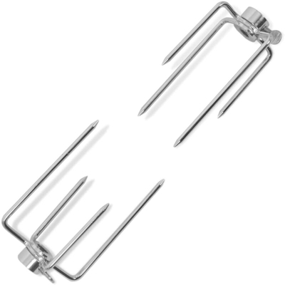 Barbecue forche per spiedo 2 pezzi in acciaio - Argento - Vidaxl