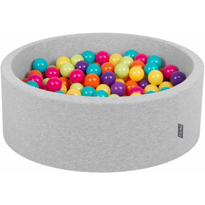 90X30cm/300 Palline ? 7CM Piscina Di Palline Colorate Per Bambini Tondo Fabbricato In EU, Grigioch:Verde/Gialo/Turches/Arancion/Rosasc/Viola
