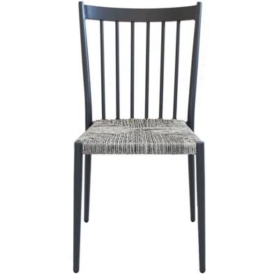 Sedia Da Giardino In Alluminio E Rattan Sintetico Impilabile Colore Antracite,Grigio