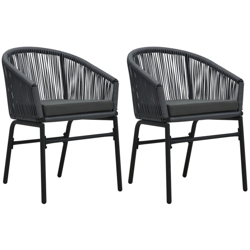 Sedie da Giardino 2 pz in Rattan PVC Antracite en oferta