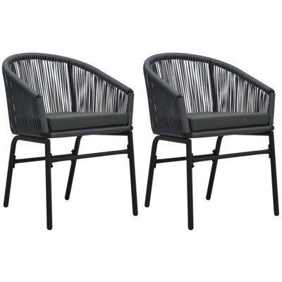 Sedie da Giardino 2 pz in Rattan PVC Antracite