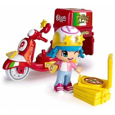 Famosa - PinyPon mini bambola motorino pizzeria giochi bambina 4 anni set miniatura