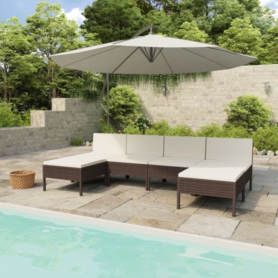 Set Divani da Giardino 6 pz con Cuscini in Polyrattan Marrone - Marrone - Youthup